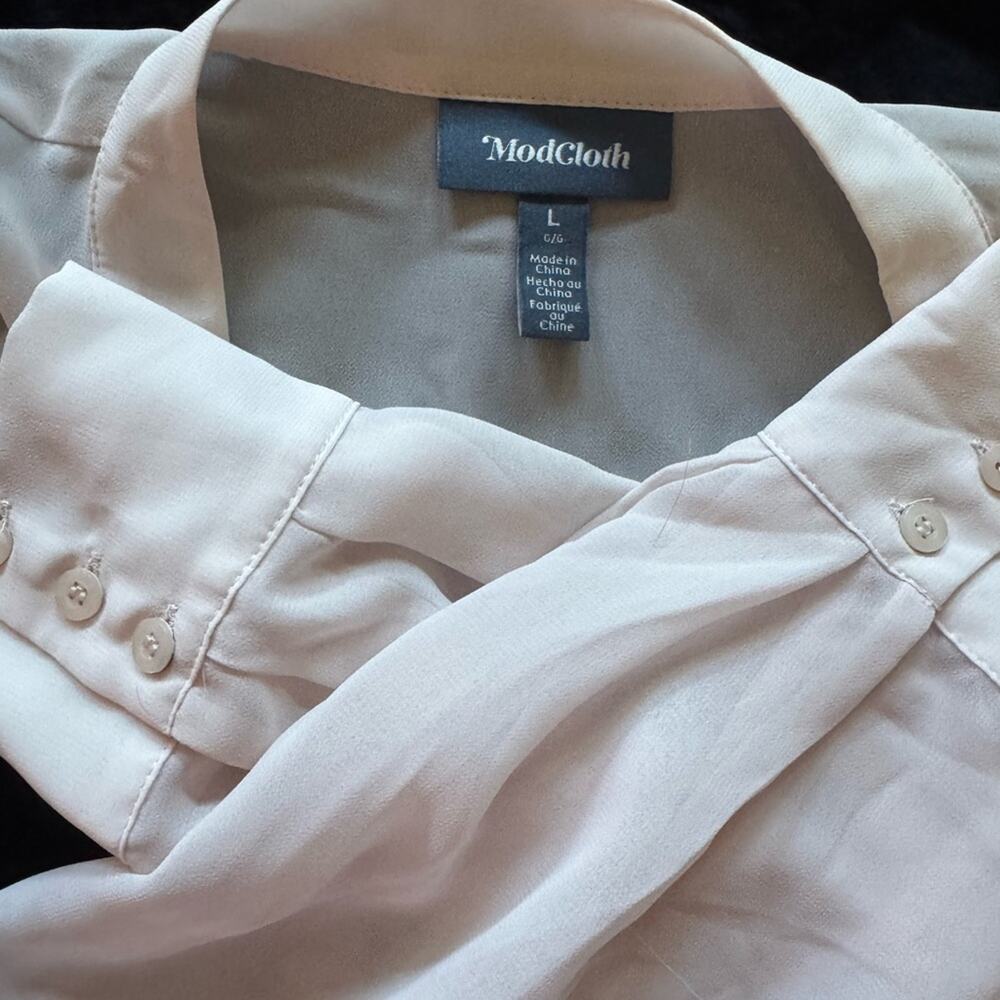Modcloth Black Velvet Shift Dress w/ Attached Cream Blouse Layered Look | Size L - Picture 4 of 4